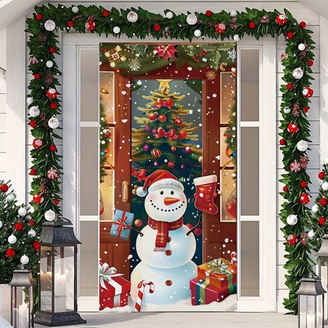 Décoration de porte Grinch Vert Monstre - Rideau de porte suspendu - Bannière - 90 x 180 cm (Œillets + Ruban) - Style 11