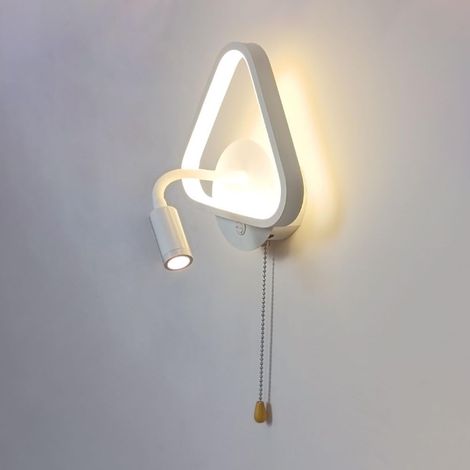 Applique murale triangulaire linéaire, applique en métal blanc avec spot orientable, lampe de chevet, applique murale LED moderne - 12 W - 3 modes de couleur, applique murale minimaliste nordique (1/5)