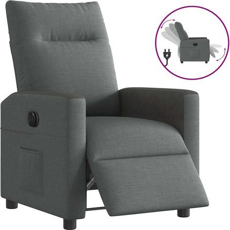 Sillón reclinable eléctrico de tela gris oscuro vidaXL