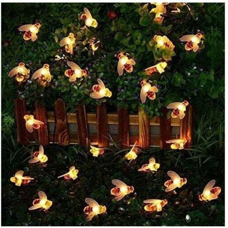 Guirlande lumineuse solaire - - 5 m - 8 modes - Étanche - Blanc chaud - Pour clôtures, pelouses, terrasses (1/4)