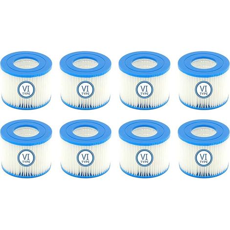 Filtre Spa VI Cartouches filtrantes de Rechange pour Piscine for Bestway Flowclear pour Filtre de Piscine for Bestway VI, for Miami, for Vegas, for Monaco Taille 6-58323 (8 Pcs) (1/5)