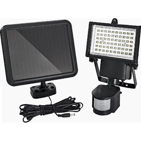 60 LED Spot solaire IP44 applique murale solaire projecteur solaire avec détecteur de mouvement I éclairage extérieur solaire I éclairage extérieur I projecteur à capteur solaire [Classe énergétique A (1/5)