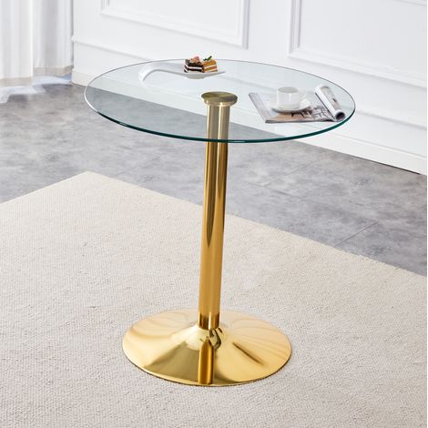 MEUBLIV Runder Hochtisch 89 cm, Gold/Transparent – Glasplatte, ohne Matratze (1/5)