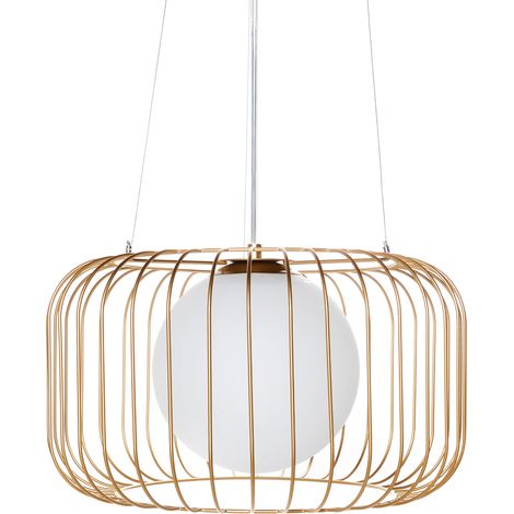 Lámpara colgante moderna industrial con pantalla de hierro y metal dorado Bairoa