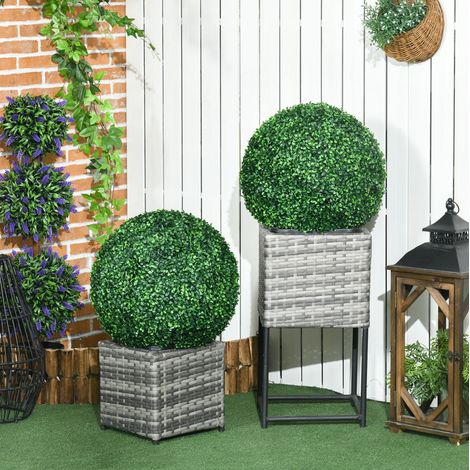 Set de 2 bolas de boj artificial de 50 cm en plástico, verde (1/5)