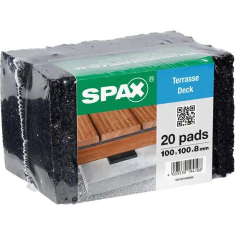 Lot de 20 Tampons de protection de lambourde Spax 100X100X8-100 pièces
