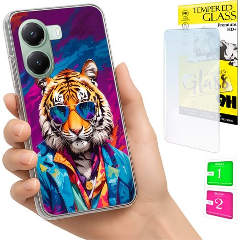 Custodia per Xiaomi Poco X7 Pro 5G con foto, retro effetto tigre e vetro 9H. (1/5)
