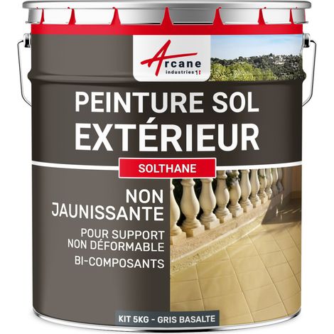 Arcane Industries – Peinture béton PU haute résistance – Non jaunissante – 5 kg – Gris Basalte RAL 7012 – Excellente adhérence sur béton et carrelage