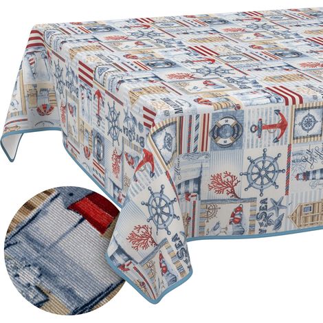 Nappe enduite Maritime avec Ourlet 100x140 cm intérieur/extérieur (1/5)
