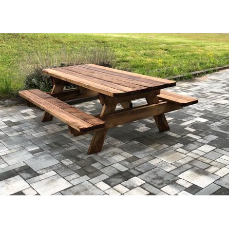 Table de jardin 3m pour 8-10 personnes – Structure 100% bois traité autoclave – Sections renforcées pour usage extérieur – Jardinatoire (1/3)