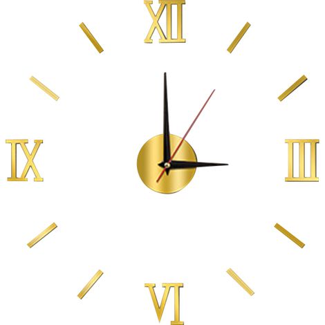 Horloge murale 3D dorée silencieuse et décorative, sans perforation, pour salon, stéréo, 40 cm, style minimaliste transfrontalier (1/5)