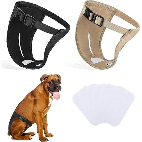 Pantalon pour Chien, Couches pour Chien avec Serviettes hygiéniques, Pantalon de Protection réglable pour chiennes en Chaleur, saignement mensuel (2XL) (1/5)