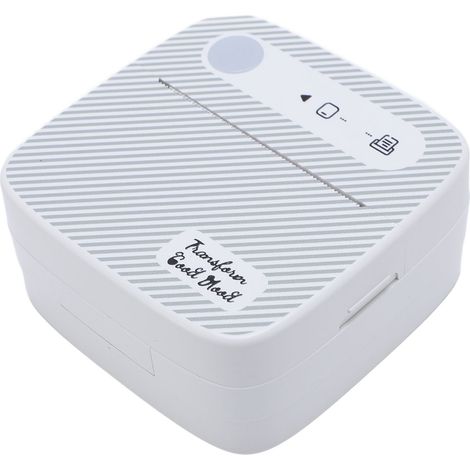 Imprimante d'autocollants thermique Bluetooth mini de poche portable sans encre à rayures blanches (1/5)