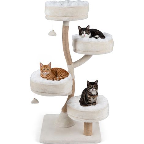 COSTWAY Albero Tiragraffi per Gatti Adulti e Piccoli a 4 Livelli 132 cm (1/5)