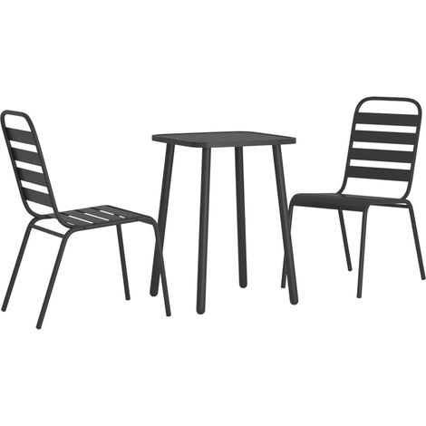 Set da Pranzo da Giardino 3 pz in Acciaio Antracite vidaXL (1/4)