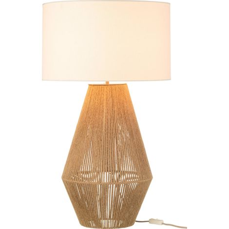 Lampe design métal et jute naturel esprit bohème élégant - Naturel jute et blanc chaleureux (1/4)