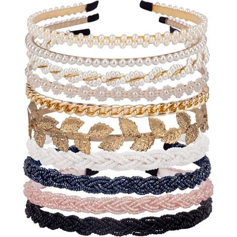 BelleRise - Bandeaux à cheveux en perles, bandeaux à cheveux ornés de perles, accessoires pour cheveux antidérapants, ensemble de 10 pièces (1/5)