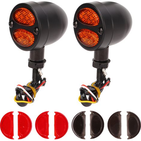 Clignotants LED Moto Universels 12V Paire - Feux Indicateurs Double Couleur Noir pour Motorbike, Ampoules Flash Étanches (1/5)