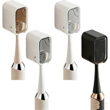 4 Pièces Porte-Brosses à Dents Mural, Porte-Brosse à Dents Autocollant Multifonctionnel, Brosse à Dents Convient aux Brosses à Dents ÉLectriques/Manuelles (1/5)
