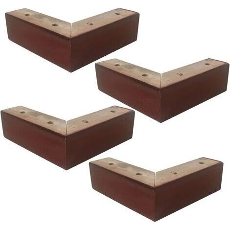 Lot de 4 pieds de meubles en bois massif en forme de L, pour table de chevet, table à thé, meuble de rechange (sans vis) (1/4)