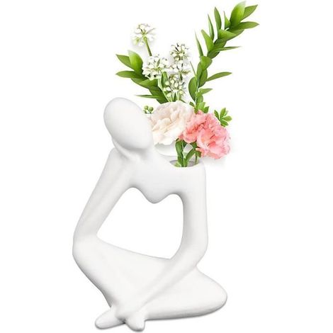 Vase décoratif - Créatif - Céramique - Blanc - 14x8.5x19CM - Style contemporain (1/4)