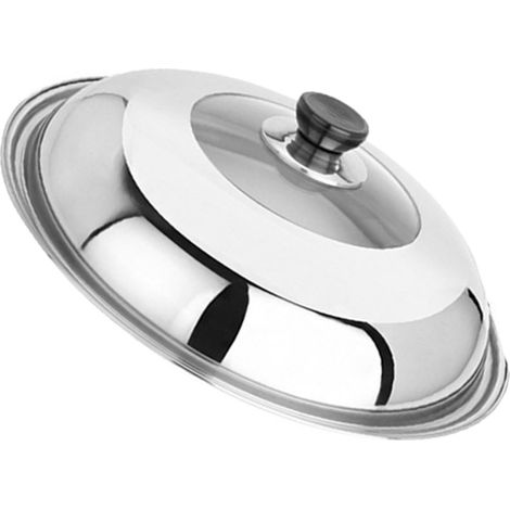Couvercle de Poêle Plusieurs styles en Acier Inoxydable et Verre Transparent Plusieurs styles Multi-fonctionnel Couvercle Solide Argenté Adapté Cuisson Mijotage Cuisine Domestique (1/5)