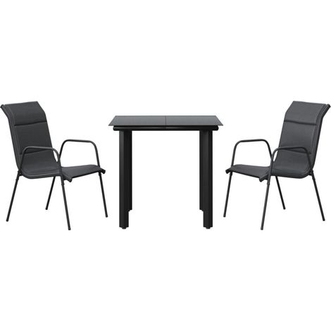 Maison Exclusive - 3-tlg. Garten-Essgruppe Schwarz Stahl und Text