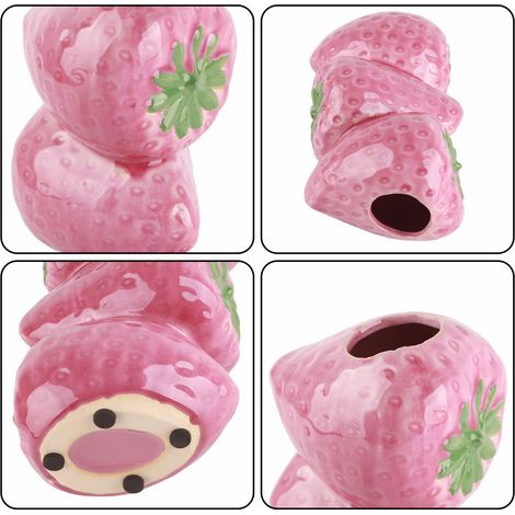 Jarrón de cerámica de diseño – Jarrón decorativo rojo con forma de fresa para bodas y baby showers (cerámica, 20,5 cm) (1/4)