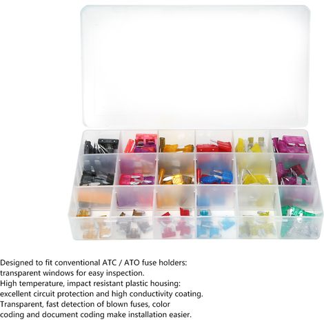 Kit assorti 165 fusibles à lame aluminium type enfichable moyen petit mini auto (1/5)