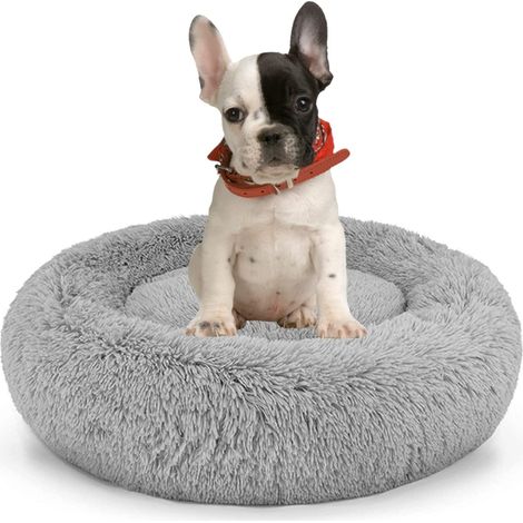 Removable Dog Bed, Puppy Love Dog Cat Bed, Washable Soothing Dog Bed, Comfy Bed for Small Medium Large Dogs, Soft and Fluffy (M-60cm/23.6in, Grey) Gray M-60cm/23.6in (1/5)