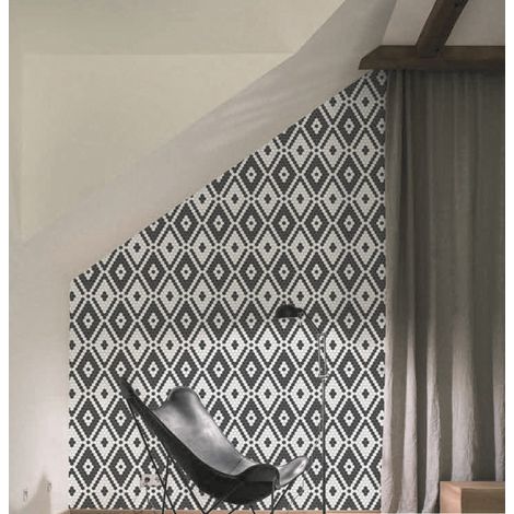 Mosaïque Art factory hexagone 2.6x2.2cm motif Melodia noir et blanc sur trame nylon 33.3x33.3cm Satiné - Boîte de 1 m2 (1/3)