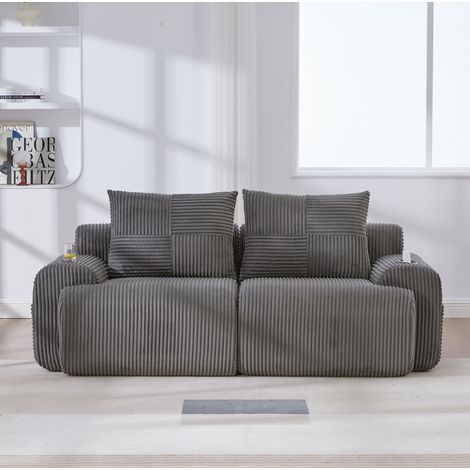 Canapé 2 places modulaire porte-gobelet gris foncé OKMYHOME (1/5)