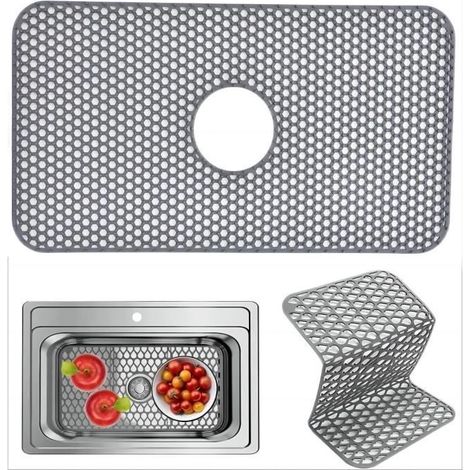 Tapis de protection en silicone, 65,5 x 35,5 cm, tapis d'évier, protecteur de plan de travail, convient aux cuisines et salles de bains. (1/3)