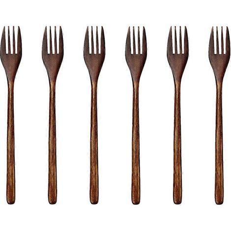 Fourchettes en bois, lot de 6, bois japonais écologique, fourchettes à salade et à dîner, vaisselle pour enfants (publicité) - JBMEDIA (1/4)