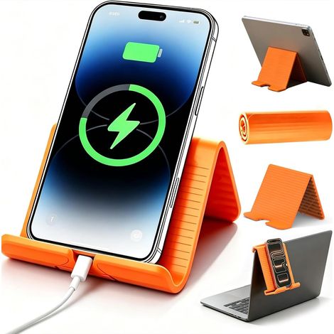 Support de téléphone portable flexible avec ouverture de charge, support de téléphone portable en silicone souple pour table et lit, support de téléphone portable pliable pour bureau, voyage (1/5)