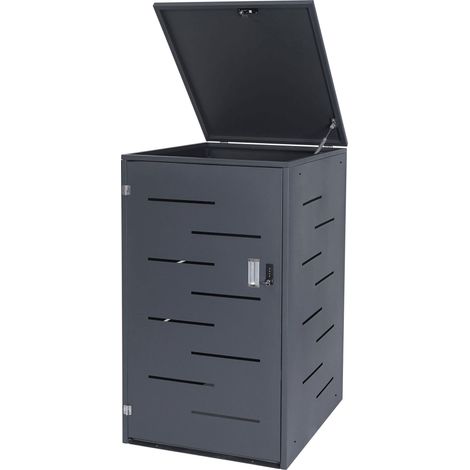 HHG – Enveloppement pour poubelle 120l – Acier zingué – Combinable avec modèles E83 – Abattant avec vérin à gaz – Dimensions 116,5x66x80 cm - HHG-323
