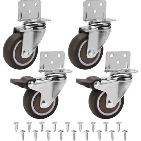 4 Pcs Roulettes Pivotantes de 49mm, Roulettes pour Meubles avec Frein Roulette Charge Lourde Maximale 120 KG Roulette Industrielles à 360° (1/5)