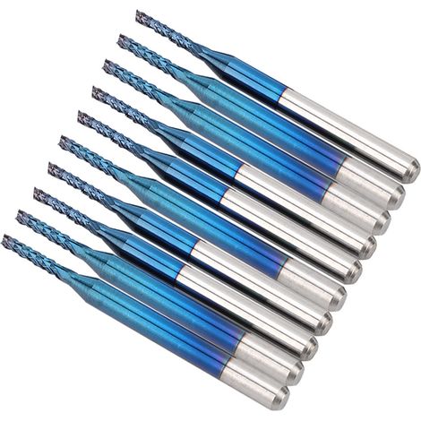10 Stück Hartmetall-Fräser, blauer Schaftfräser, Gravierfräser für CNC-Leiterplattenmaschinen (1,5 mm) (1/5)