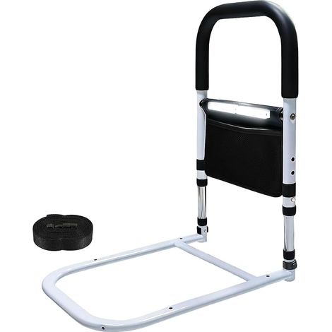Barre de Redressement de Lit, Barrière de Sécurité Sans Perçage,Barriere de lit Barre d’appui de Lit en Acier Carbone,Veilleuse LED,Hauteur réglable Barrière de lit,Sécurité et Stabilité (1/5)