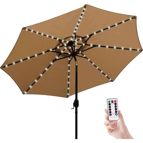 Guirlande lumineuse LED pour parasol de plage avec fil de cuivre, fil souple isolé en caoutchouc, fil de cuivre, LED étanche, boîtier à piles, télécommande, guirlande lumineuse de Noël (104 LED - blan (1/2)