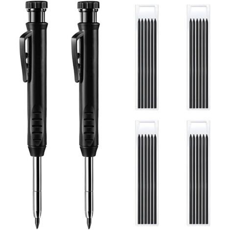 BUNTHAUS PA Crayon de charpentier avec taille-crayon, ensemble de crayons mécaniques avec 20 recharges, marqueurs pour trous profonds, crayons de construction robustes pour le travail du bois, pour ar (1/4)