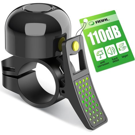 Sonnette Vélo Mini, 110 DB Klaxon Velo Puissant, Alliage d'Aluminium, Avertisseur Sonore pour Guidon de VTT/Vélo de Route (Diamètre 21-22.2 mm) (1/5)