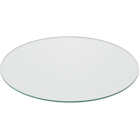 Relaxdays Piano Vetro Temperato Tavolo Rotondo da Ø 80 cm, 8 mm, ESG, Lastra per Camino a Legna, Trasparente