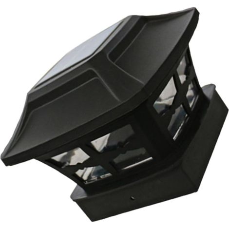 Lampe De Pilier Solaire Noire Plastique, Lumière De Jardin Led Blanc Chaud Et Blanc Froid, Étanche, Éclairage Extérieur Pour Patio Et Clôture, Usage Solide (1/5)