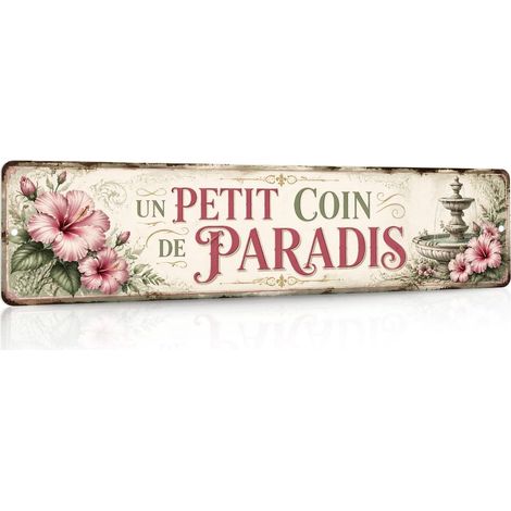 Vintage Metal Sign Long with A Little Corner of Paradise Retro Wall Decoration for Garden Patio Covered Balcony Gift Idea for Gardener, 40 x 10 x 0.8 mm (1/5)