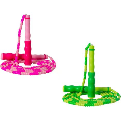 Corde à Sauter Enfants - Corde à Sauter À Perles - Réglable Rapide - Pour Enfants et Adultes - 2 Pièces (1/5)