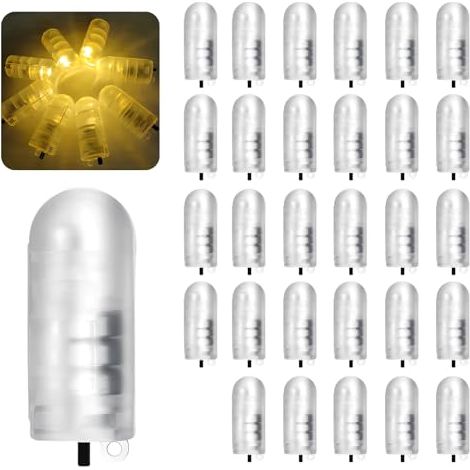 Lot de 30 guirlandes lumineuses pour ballons avec interrupteur et crochet, mini guirlandes LED blanc chaud pour ballons, lanternes en papier, décorations de Noël, mariages, fêtes et anniversaires [Cla (1/5)