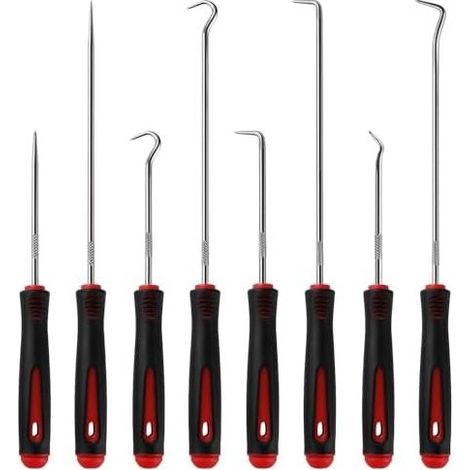 8 Pièces Crochets De Précision Et Pics 16.5cm 24cm Pour Dépose Joint D Huile Torique Caoutchouc Aiguille Démontage Outils (1/5)