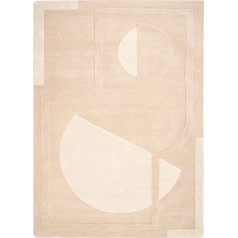 Alfombra rectangular moderna de lana y lana hecha a mano 160 x 230 cm beige Gaya