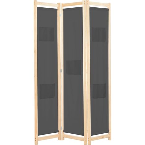 Biombo separador de ambientes mueble decorativo 3 paneles gris 120x4 cm tela 0802083